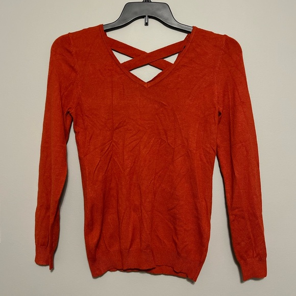 Love Ellie Orange Criss Cross Sweater - Picture 3 of 5